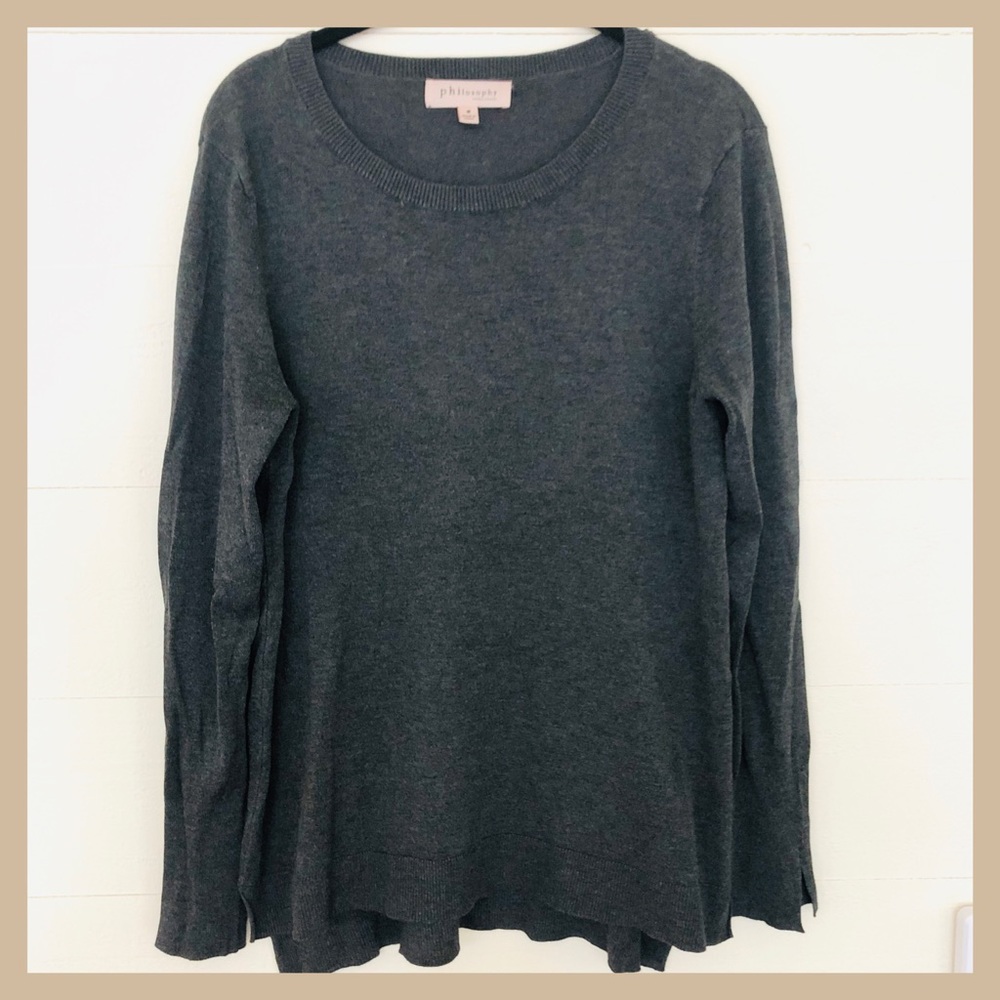 Philosophy Gray Scoop Neck Sweater